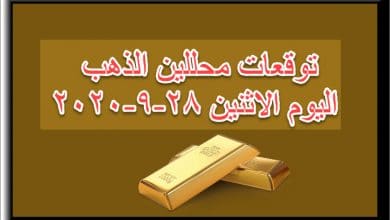 توقعات محللين الذهب اليوم الاثنين 28 سبتمبر 2020
