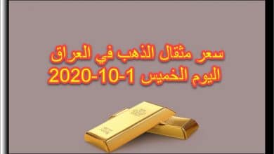 سعر مثقال الذهب في العراق اليوم الخميس 1 اكتوبر 2020
