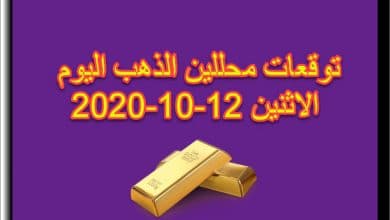 توقعات محللين الذهب اليوم الاثنين 12 اكتوبر 2020