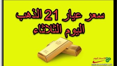سعر عيار 21 الذهب اليوم الثلاثاء