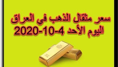 سعر مثقال الذهب في العراق اليوم الأحد 4 اكتوبر 2020