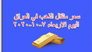 سعر مثقال الذهب في العراق اليوم الاربعاء 7 اكتوبر 2020