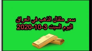 سعر مثقال الذهب في العراق اليوم السبت 3 اكتوبر 2020